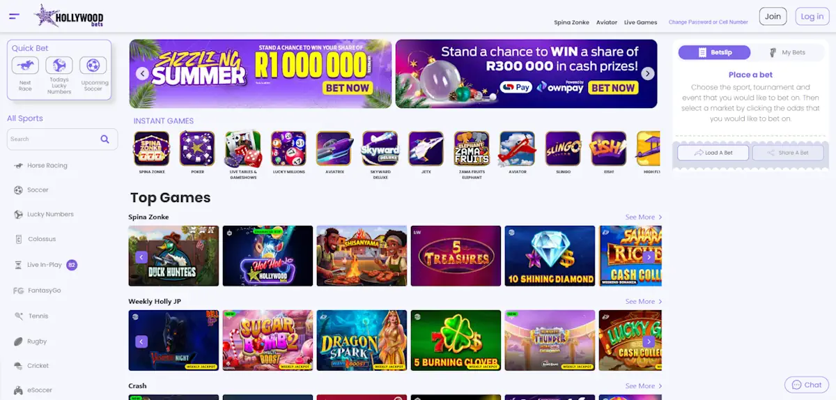 HollywoodBets Casino and Sportsbook Screenshot